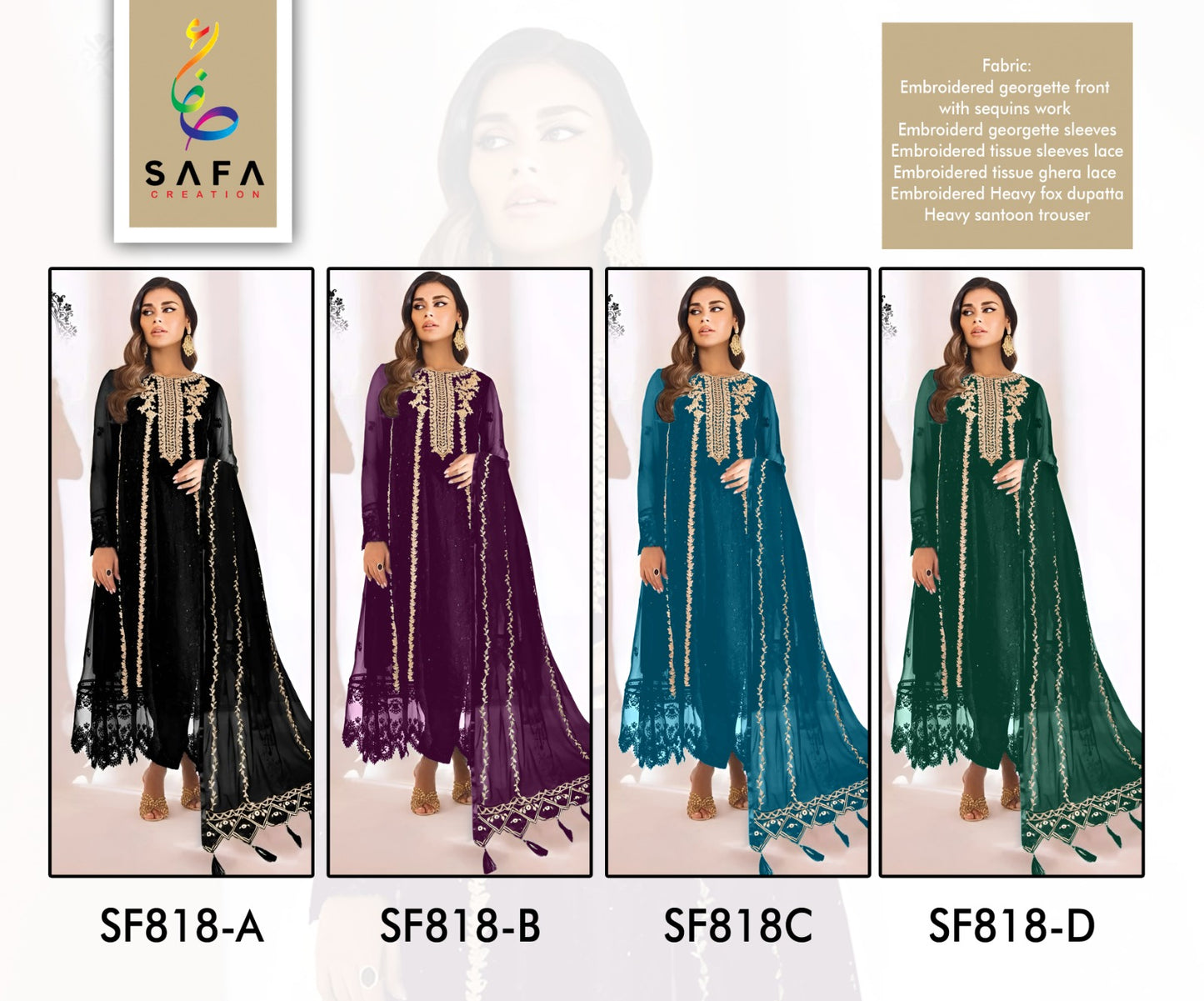 818 Safa Creation Georgette Pakistani Salwar Suits