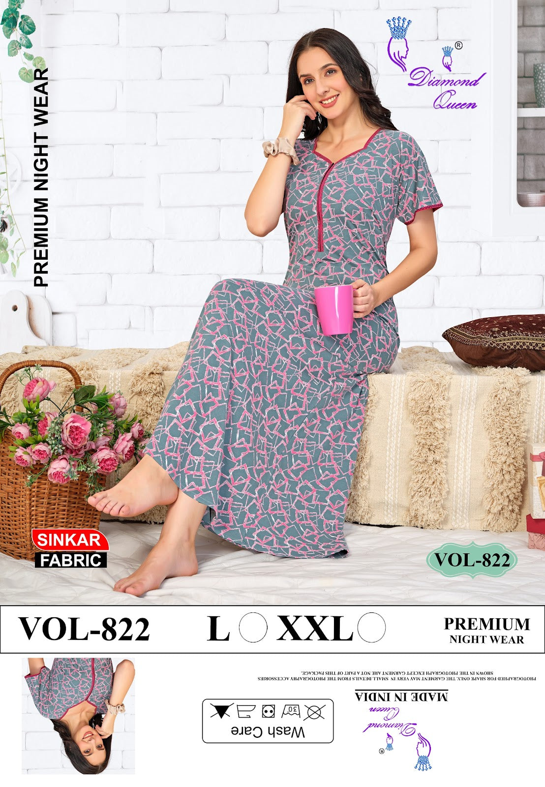 822 Diamond Queen Sinker Night Gowns Manufacturer Ahmedabad