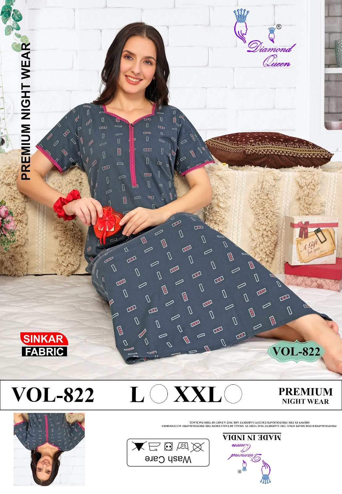 822 Diamond Queen Sinker Night Gowns Manufacturer Ahmedabad