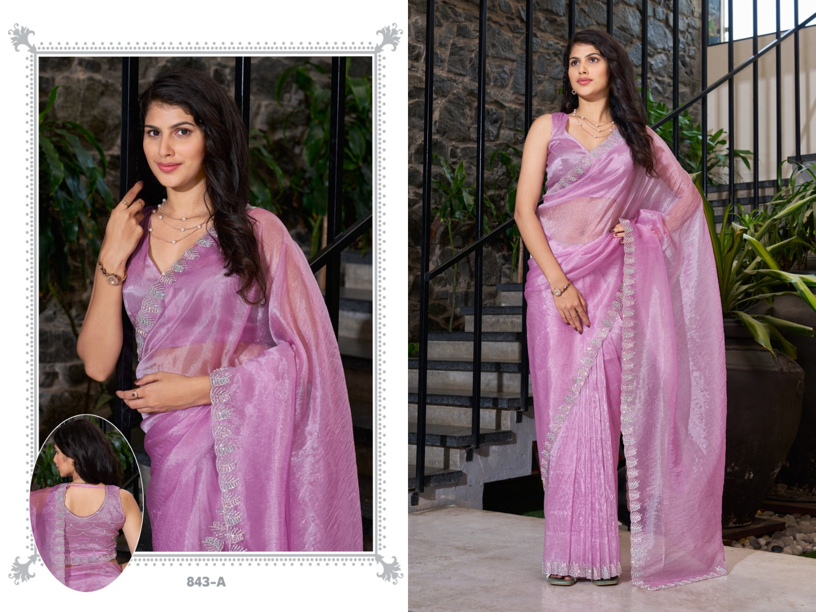 843Abcde Mehek Organza Sarees Wholesaler