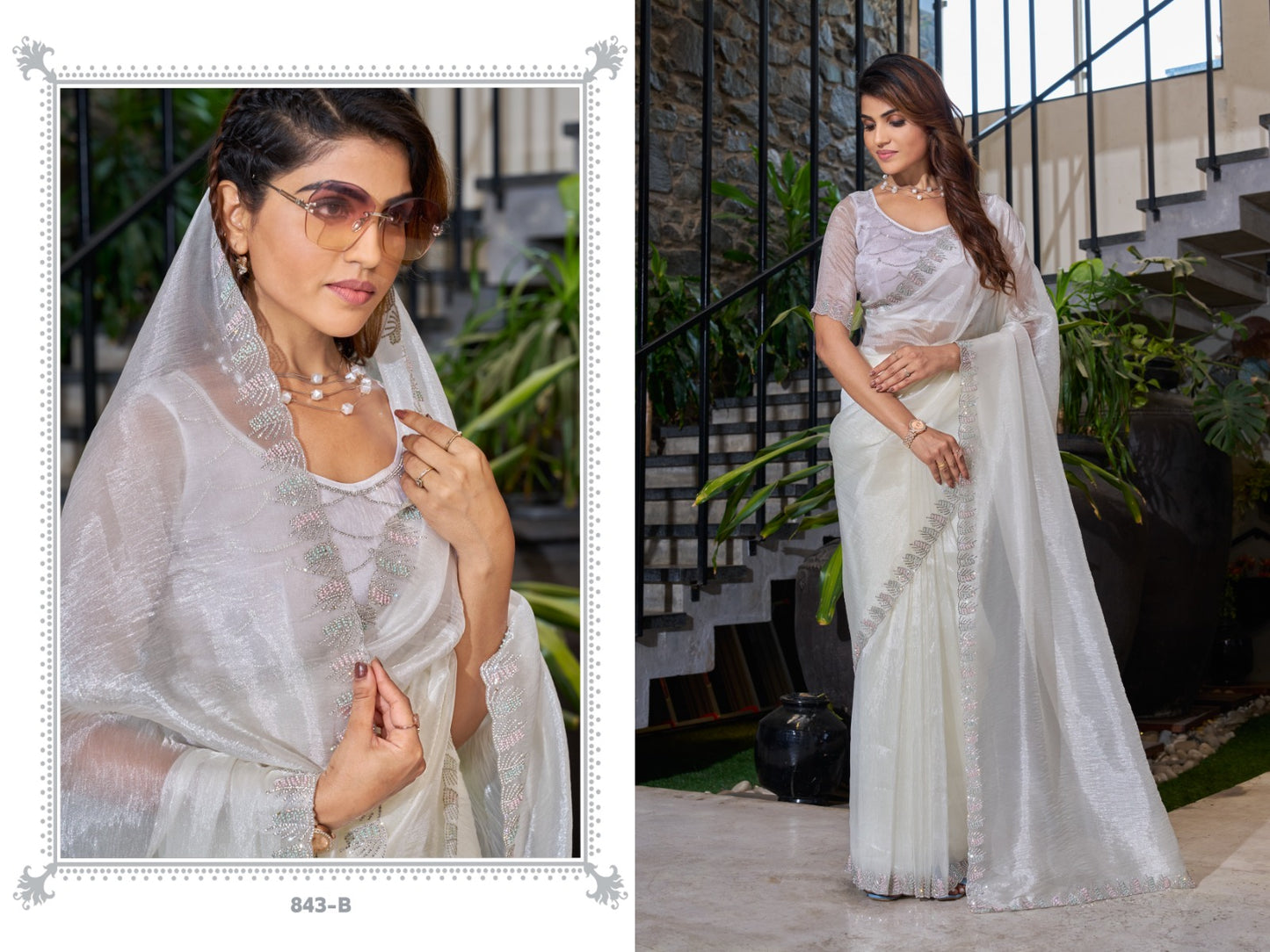843Abcde Mehek Organza Sarees Wholesaler