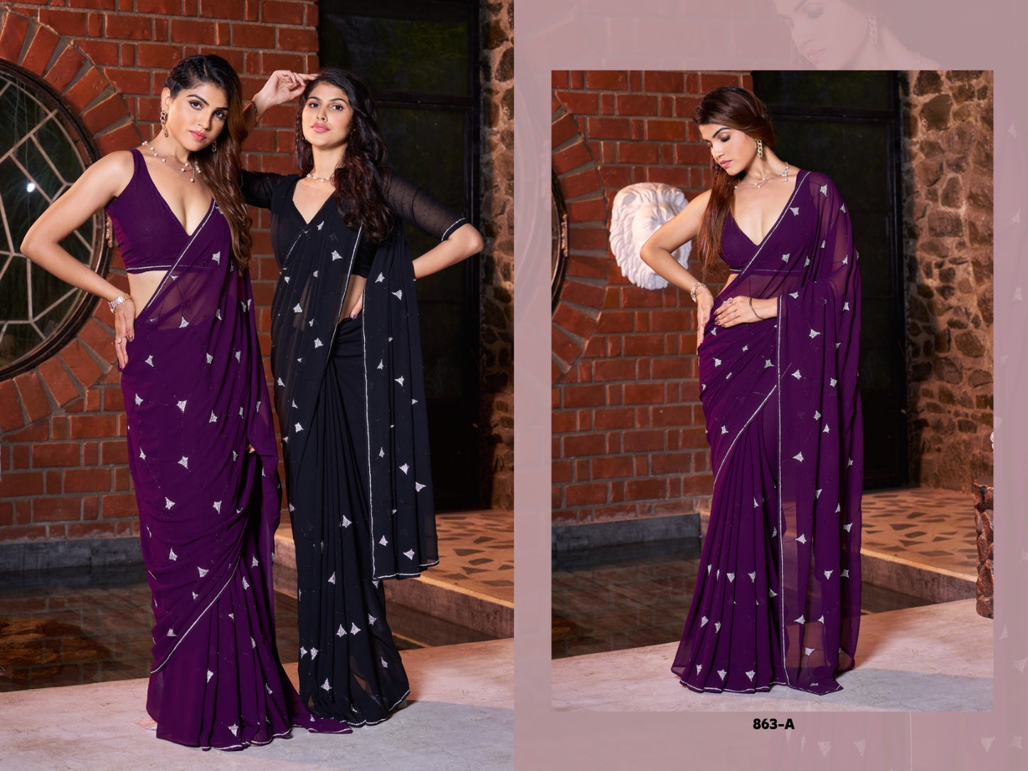 863Ab Mehek Georgette Sarees Exporter