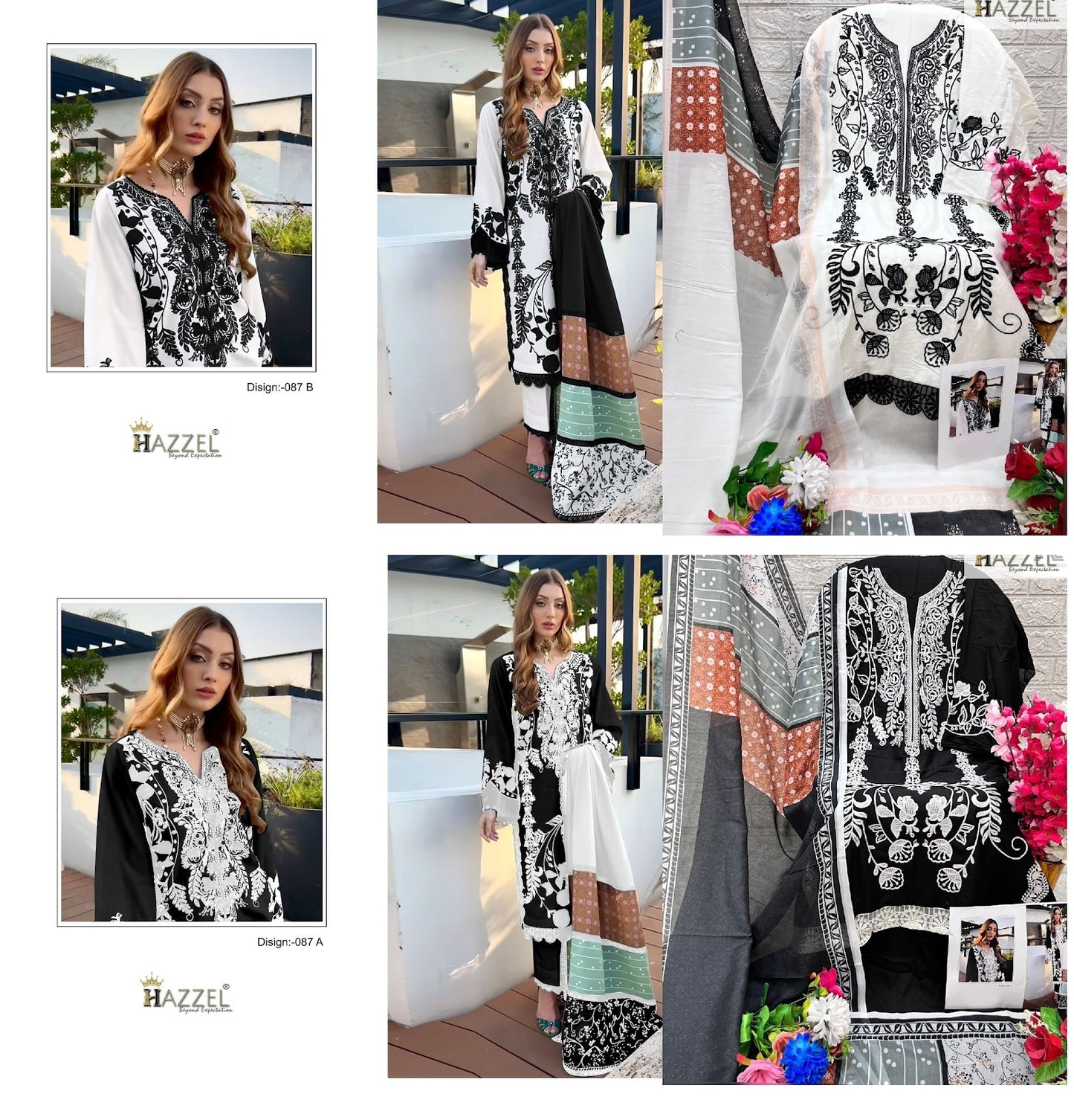 87 Hazzel Rayon Cotton Pakistani Salwar Suits