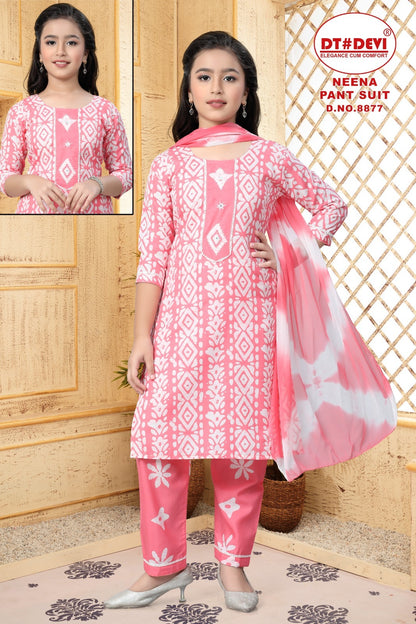 8877 Neena Dt Devi Cotton Girls Readymade Pant Suits Wholesale Rate
