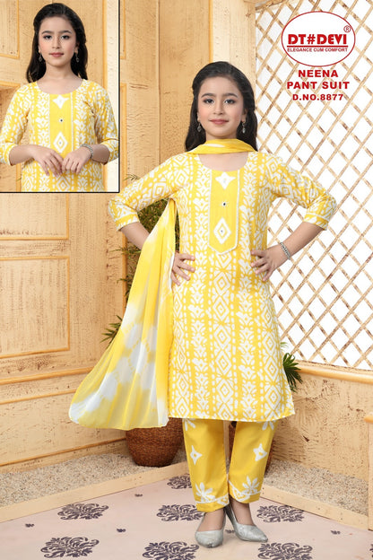 8877 Neena Dt Devi Cotton Girls Readymade Pant Suits Wholesale Rate