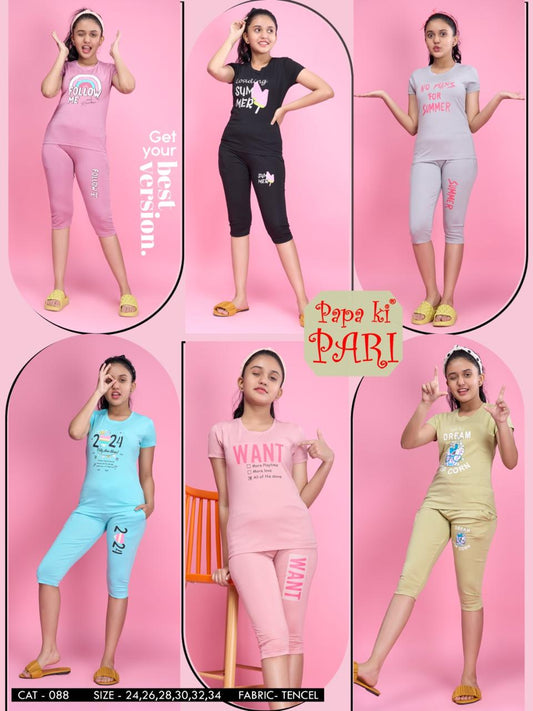 88 Papa Ki Pari Imported Girls Capri Night Suits Exporter Ahmedabad