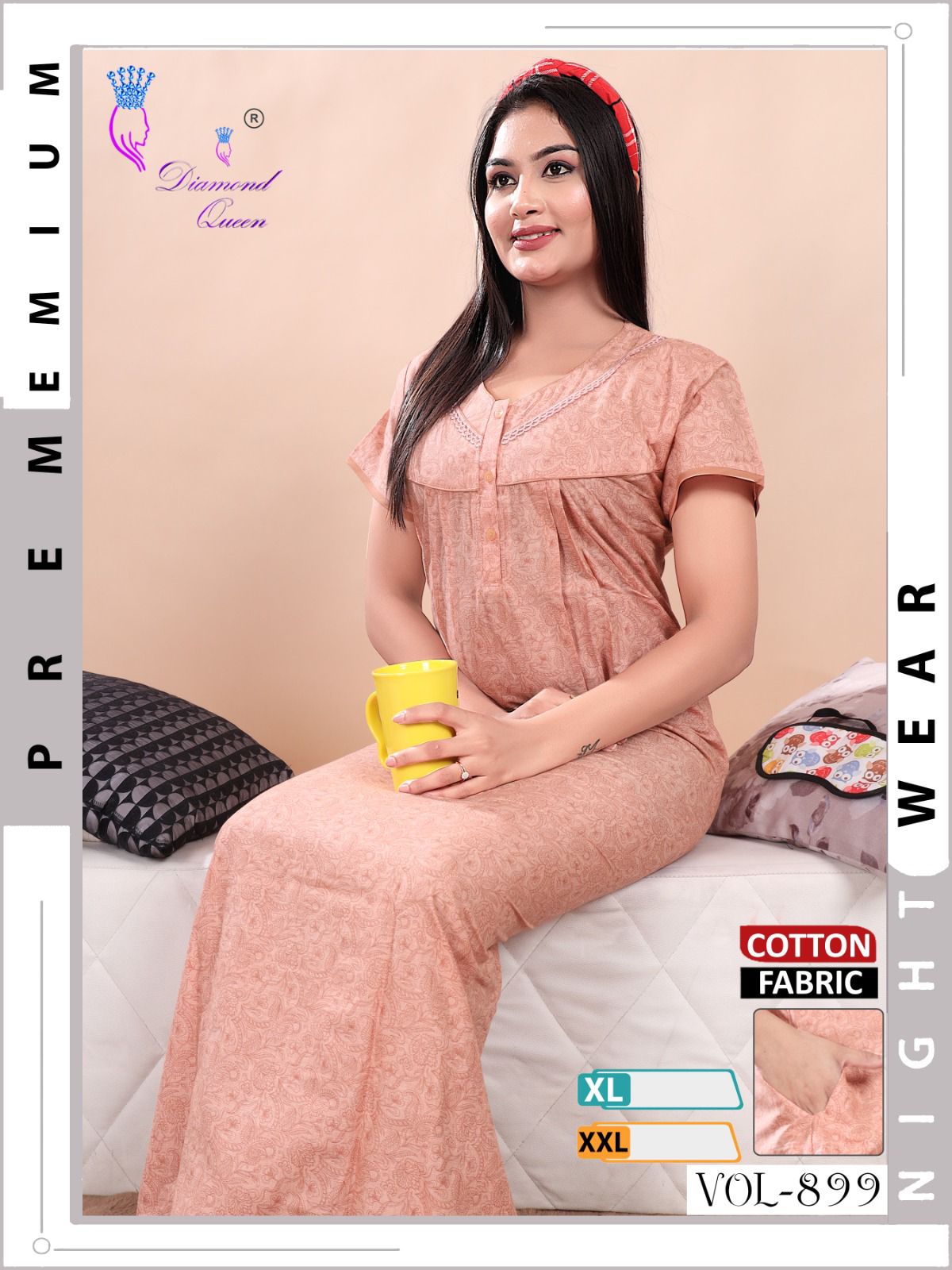 899-900 Diamond Queen Cotton Night Gowns Manufacturer India