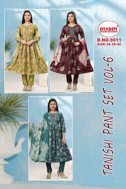 9011 Tanishi Vol 6 Dt Devi Vatican Readymade Pant Style Suits Supplier Ahmedabad