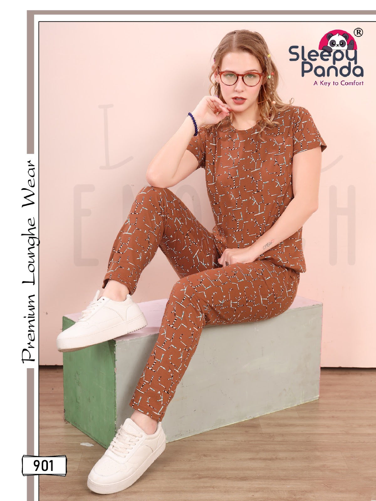 901 Kerry Sleepy Panda Cotton Pyjama Night Suits Wholesaler