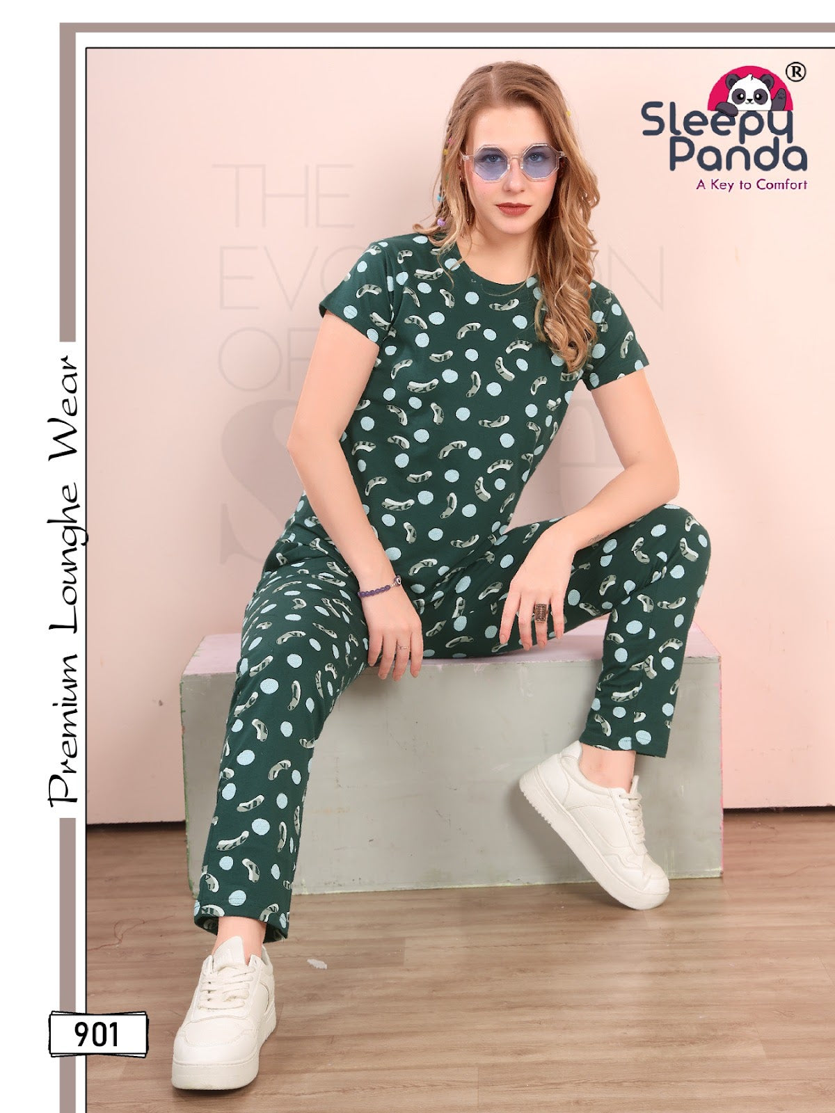 901 Kerry Sleepy Panda Cotton Pyjama Night Suits Wholesaler
