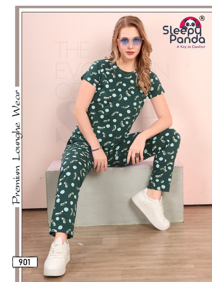 901 Kerry Sleepy Panda Cotton Pyjama Night Suits Wholesaler