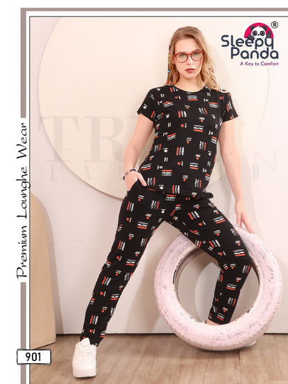 901 Kerry Sleepy Panda Cotton Pyjama Night Suits Wholesaler