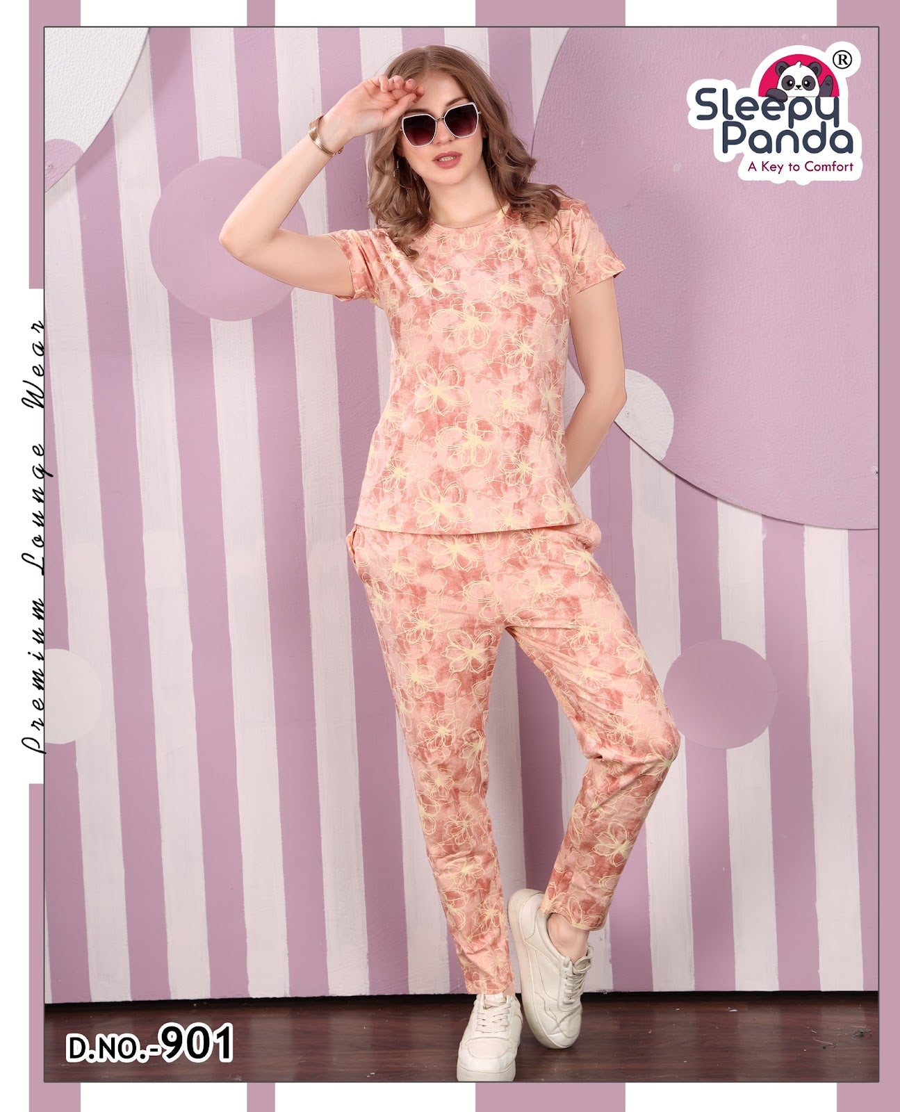 901 Krutika Sleepy Panda Sinker Pyjama Night Suits Manufacturer India