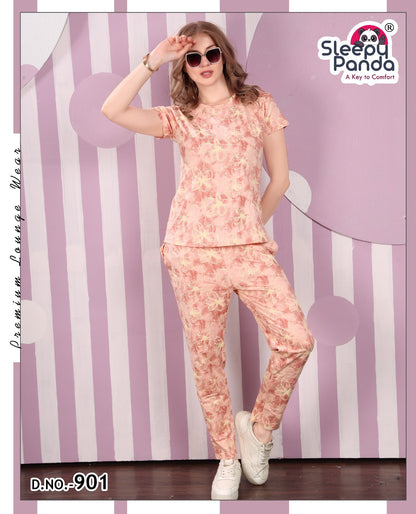901 Krutika Sleepy Panda Sinker Pyjama Night Suits Manufacturer India