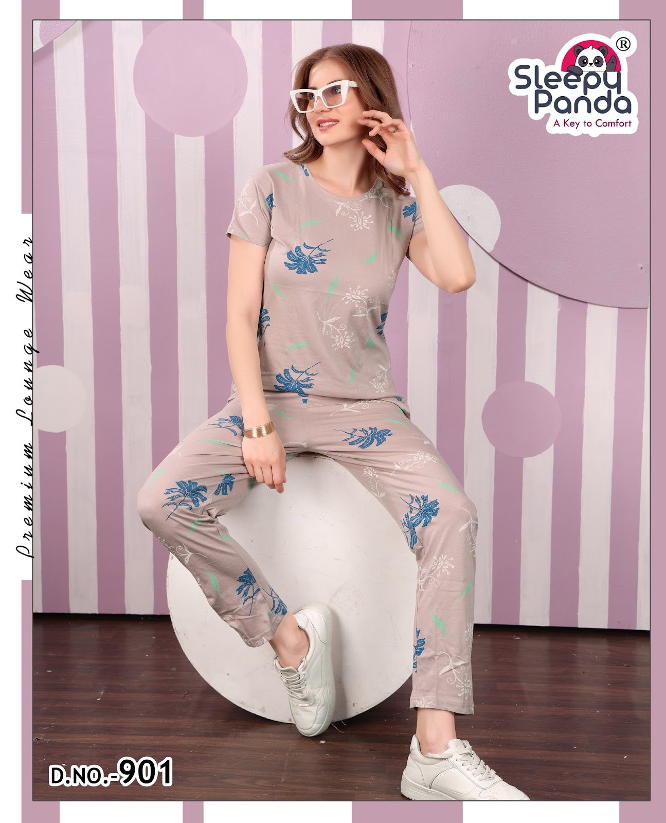 901 Krutika Sleepy Panda Sinker Pyjama Night Suits Manufacturer India