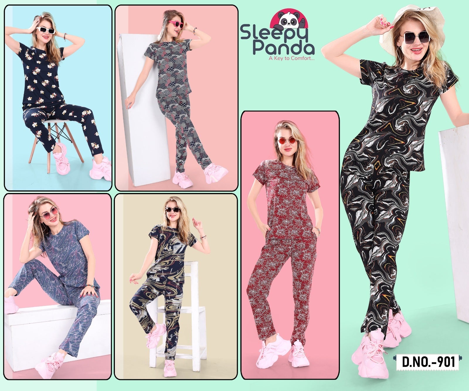901 Sleepy Panda Hosiery Pyjama Night Suits