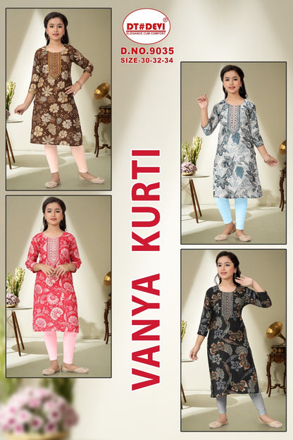 9035 Vanya Dt Devi Vetican Girls Kurti Supplier