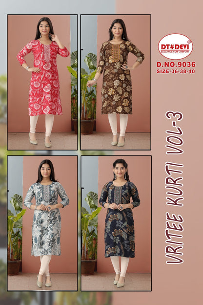 9036 Vritee Vol 3 Dt Devi Vetican Girls Kurti Manufacturer