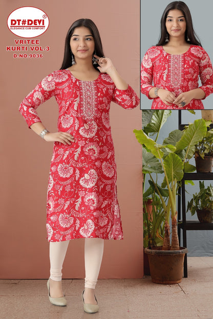 9036 Vritee Vol 3 Dt Devi Vetican Girls Kurti Manufacturer