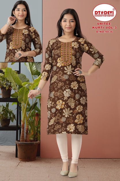 9036 Vritee Vol 3 Dt Devi Vetican Girls Kurti Manufacturer