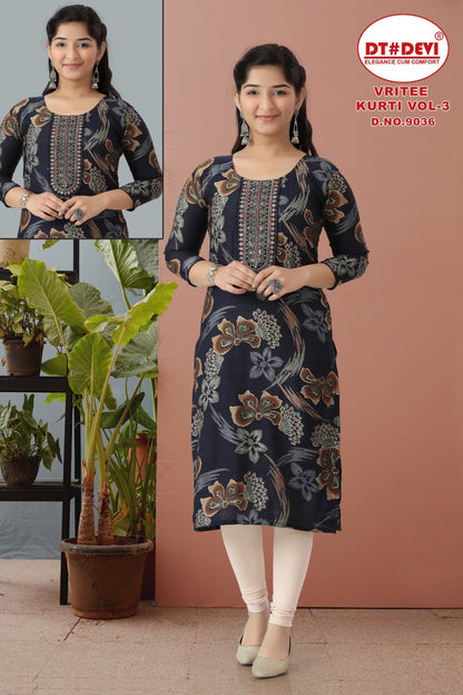 9036 Vritee Vol 3 Dt Devi Vetican Girls Kurti Manufacturer