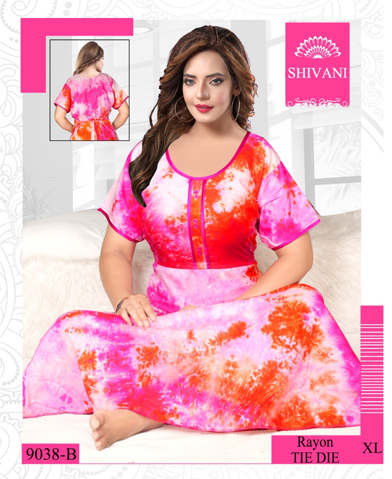 9038 Shivani Tie Dye Night Gowns Wholesale Price