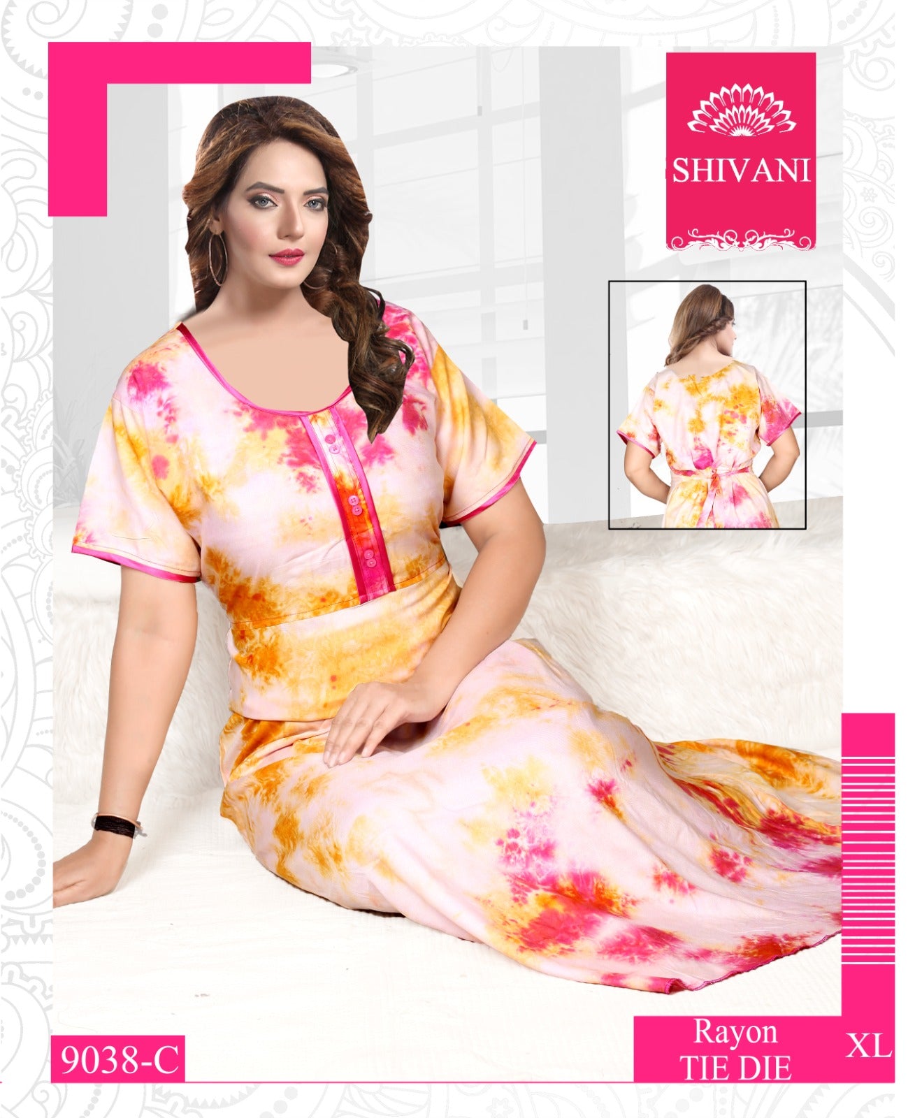 9038 Shivani Tie Dye Night Gowns Wholesale Price