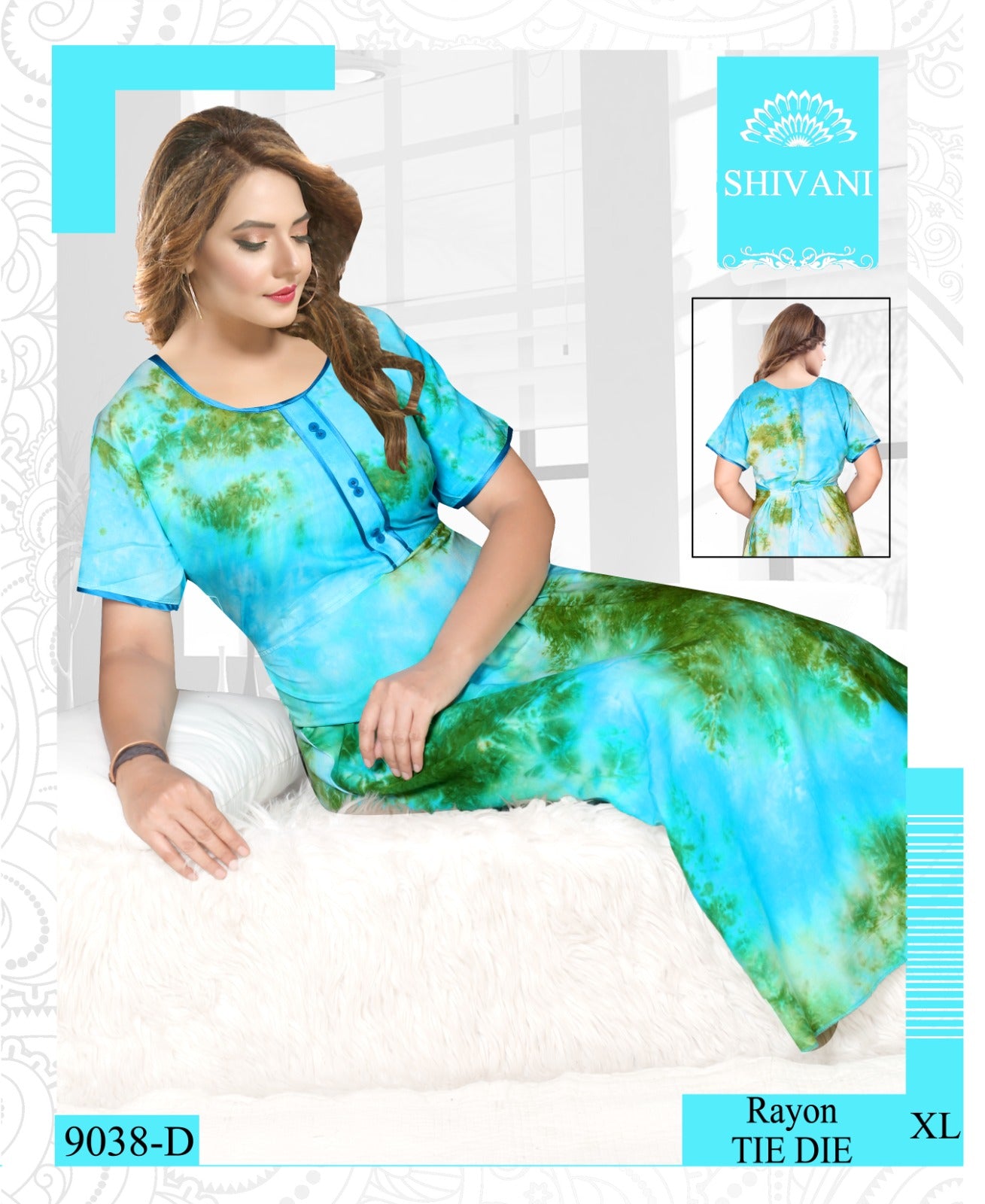 9038 Shivani Tie Dye Night Gowns Wholesale Price