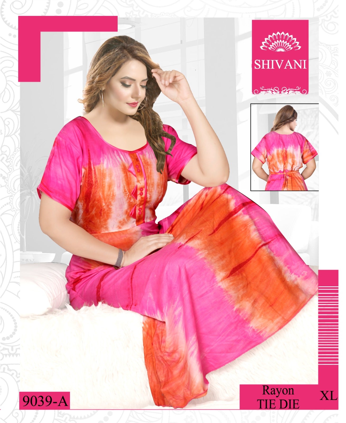 9038 Shivani Tie Dye Night Gowns Wholesale Price