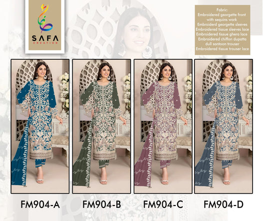 904New Safa Creation Georgette Pakistani Salwar Suits Manufacturer Ahmedabad