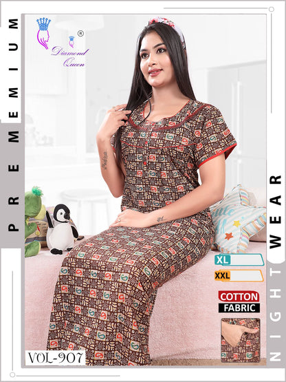 906-907 Diamond Queen Cotton Night Gowns Manufacturer Gujarat