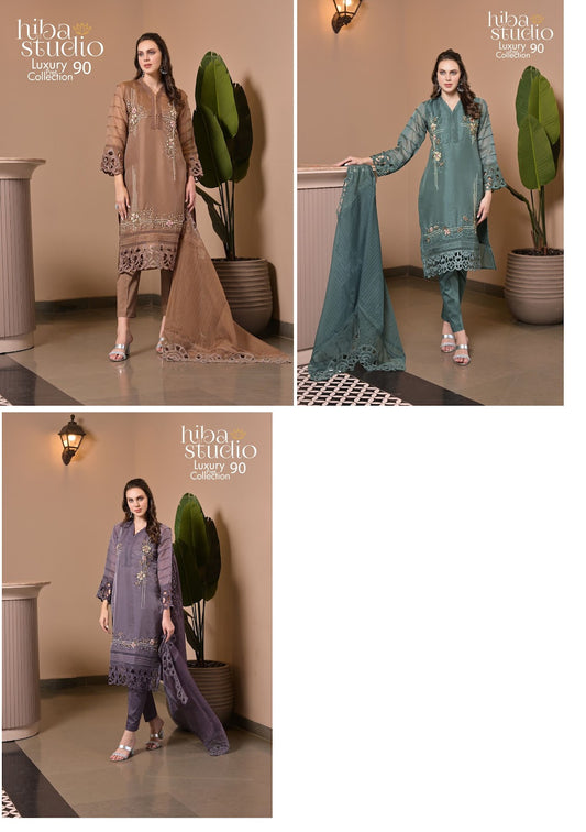 90 Hiba Studio Organza Pakistani Readymade Suits
