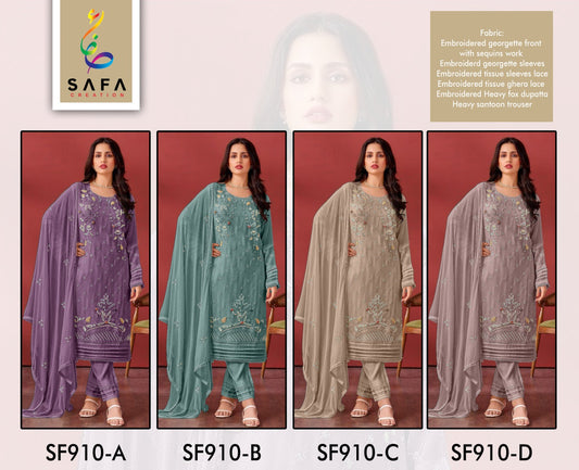 910 Safa Creation Georgette Pakistani Salwar Suits Manufacturer