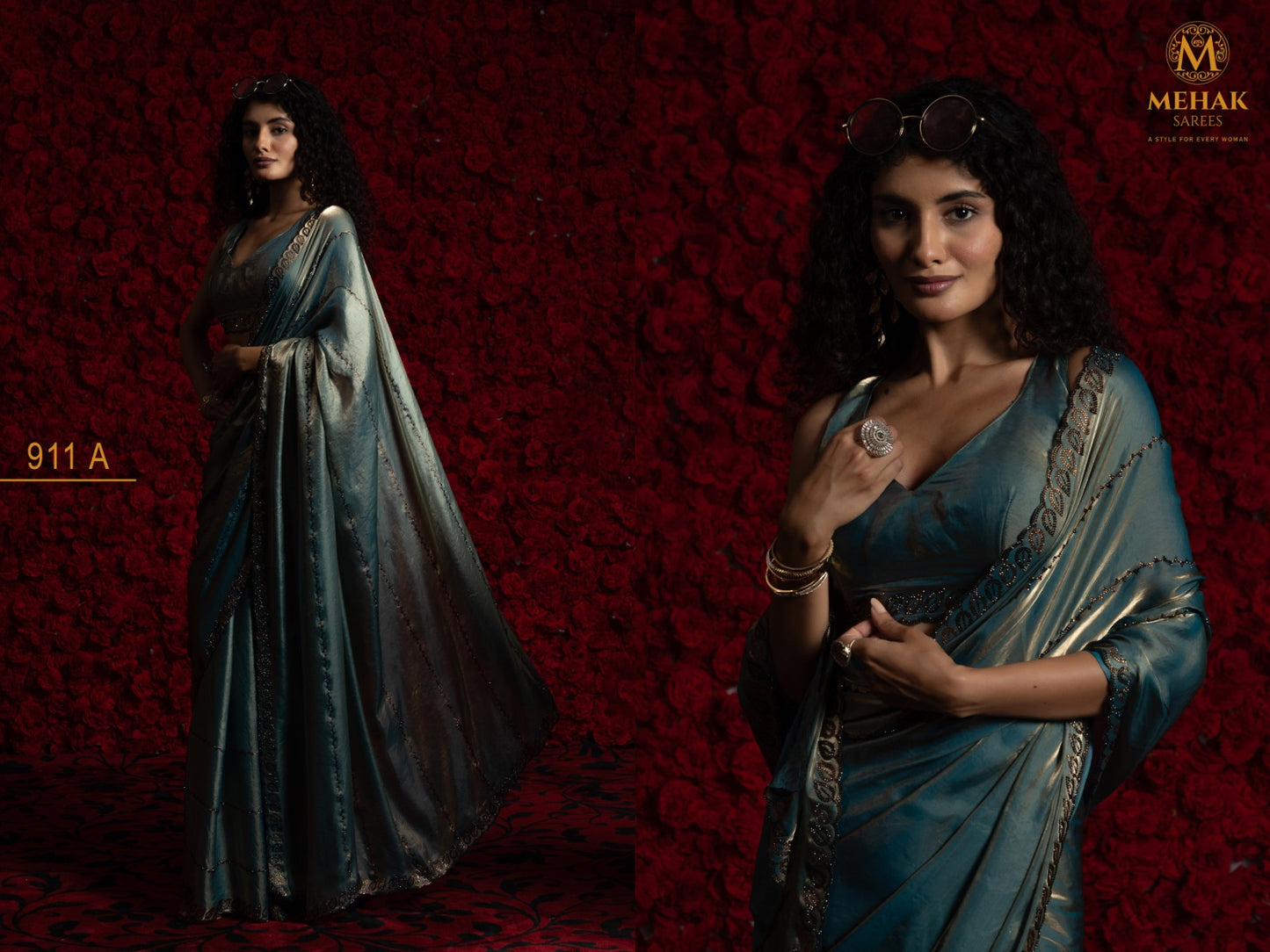 911A To 911D Mehek Satin Silk Sarees Exporter India