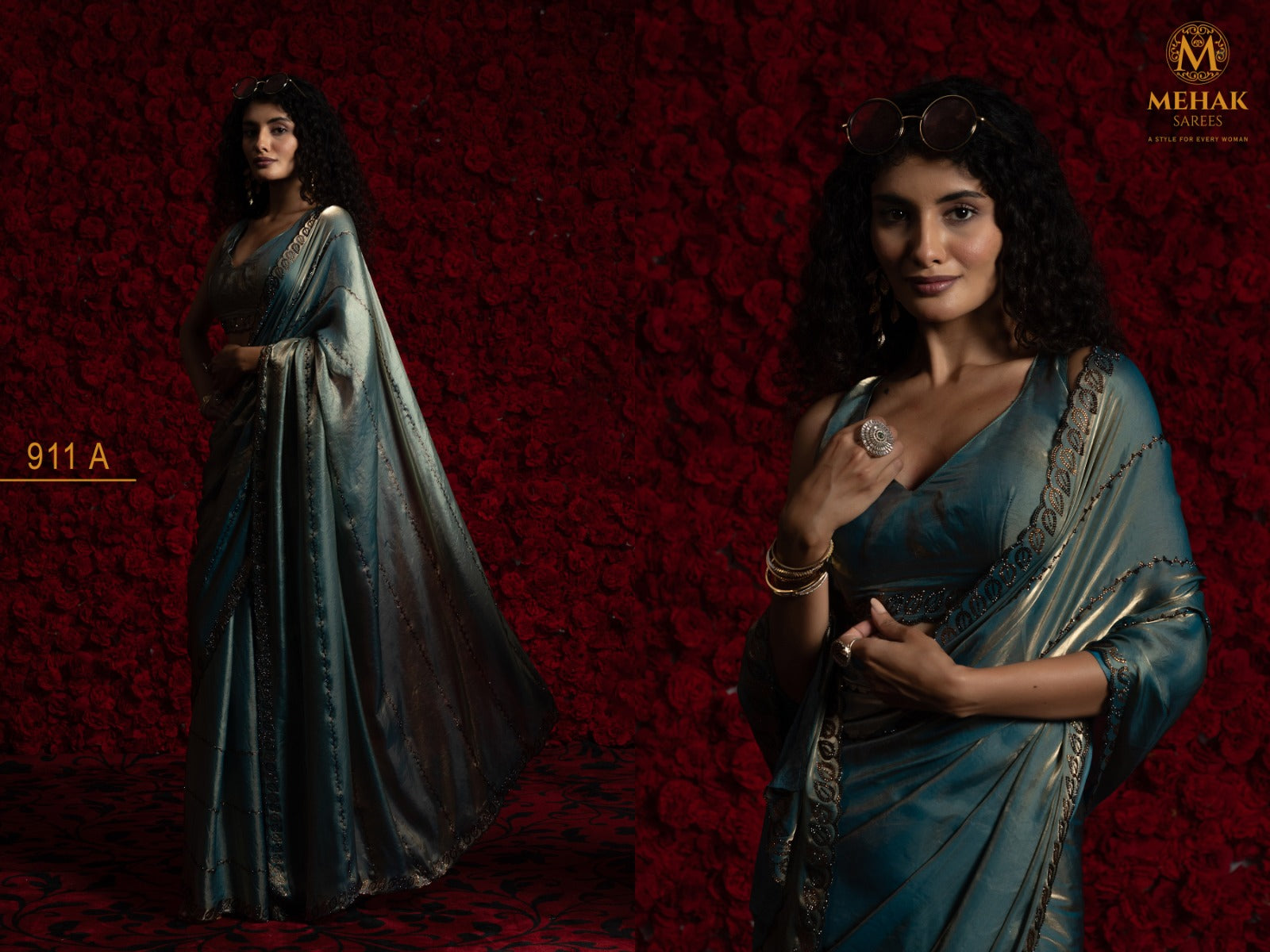 911A To 911D Mehek Satin Silk Sarees Exporter India