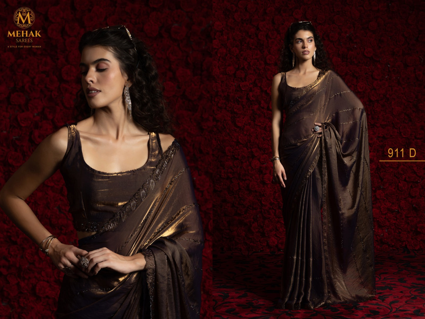 911A To 911D Mehek Satin Silk Sarees Exporter India