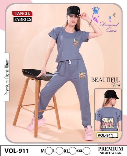 911 Diamond Queen Tencil Pyjama Night Suits Wholesale Price