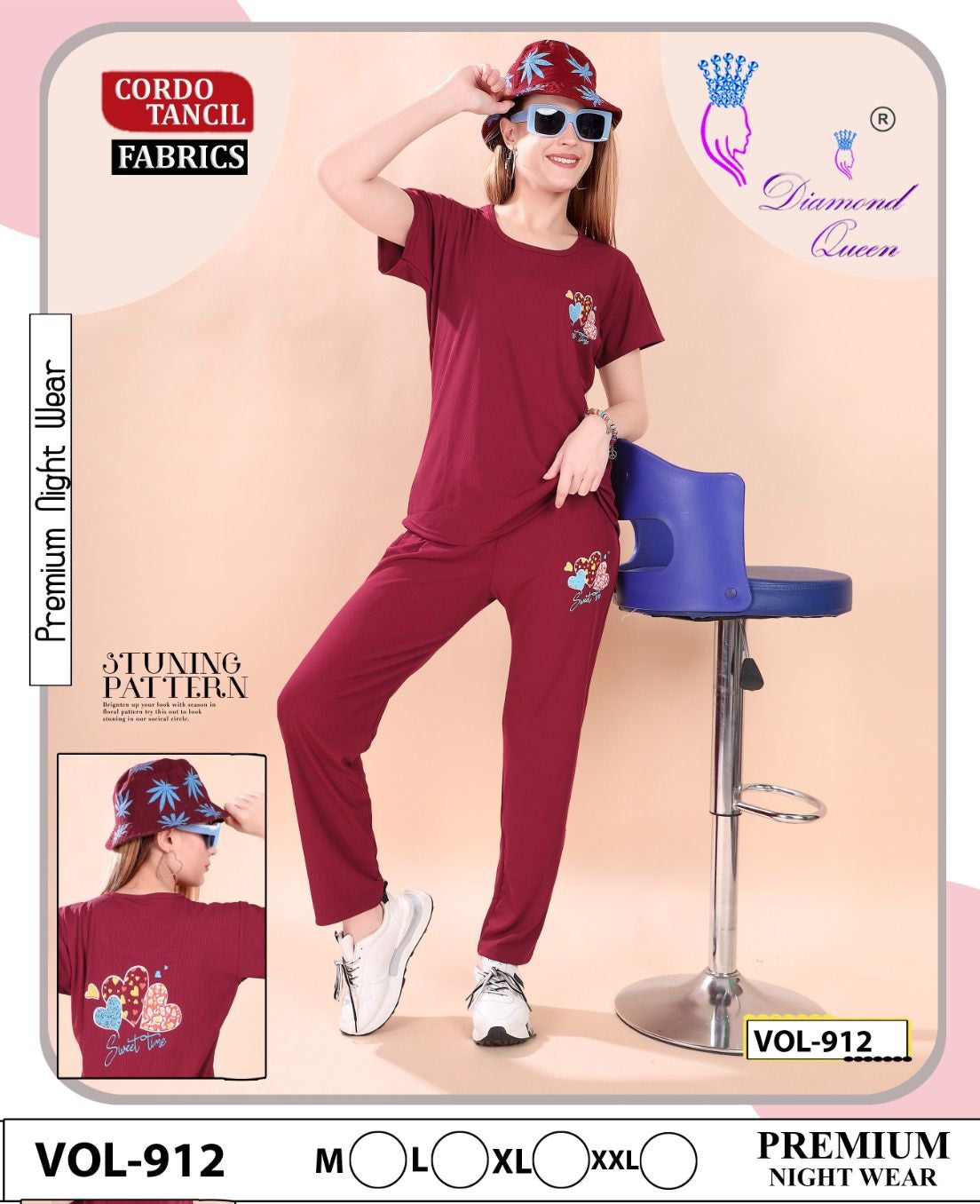 912 Diamond Queen Imported Pyjama Night Suits Supplier Gujarat