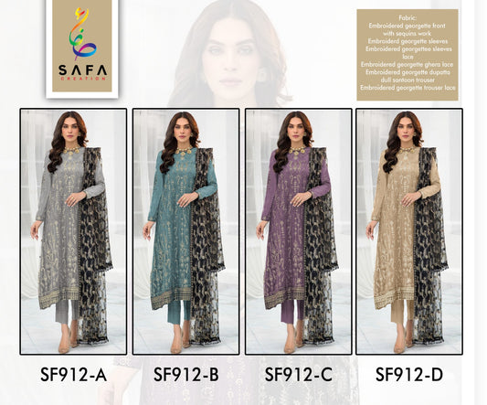 912 Safa Creation Georgette Pakistani Salwar Suits Wholesaler Ahmedabad