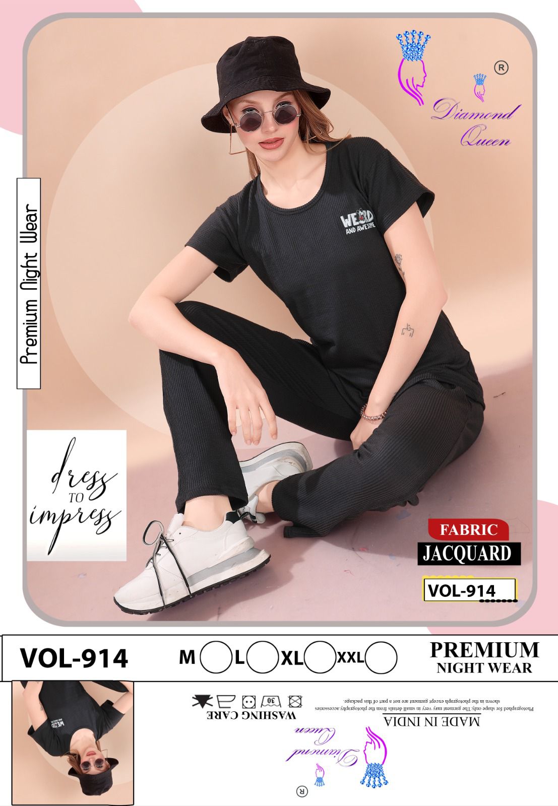 914 Diamond Queen Lining Pyjama Night Suits Supplier Gujarat