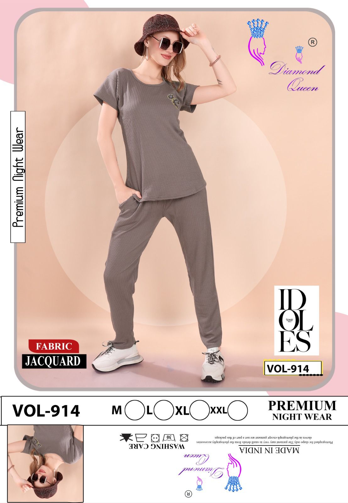 914 Diamond Queen Lining Pyjama Night Suits Supplier Gujarat