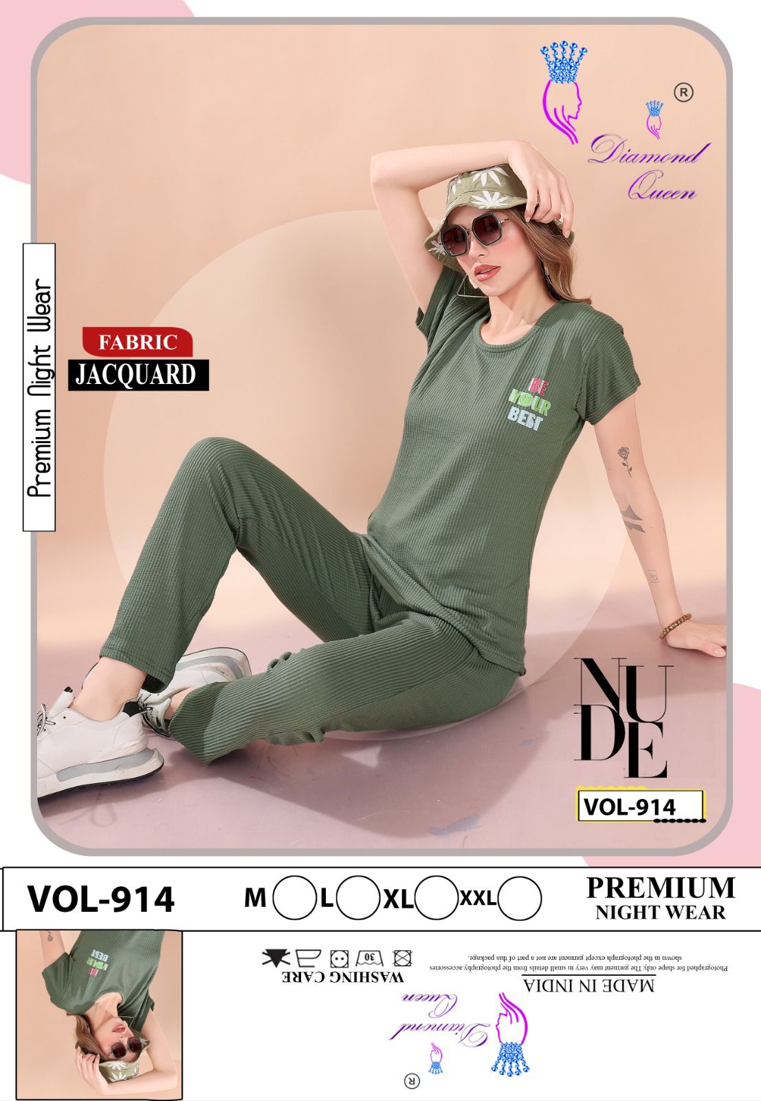 914 Diamond Queen Lining Pyjama Night Suits Supplier Gujarat
