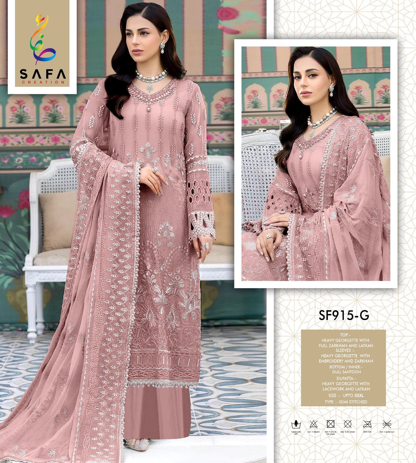915Efgh Safa Creation Georgette Pakistani Salwar Suits Supplier