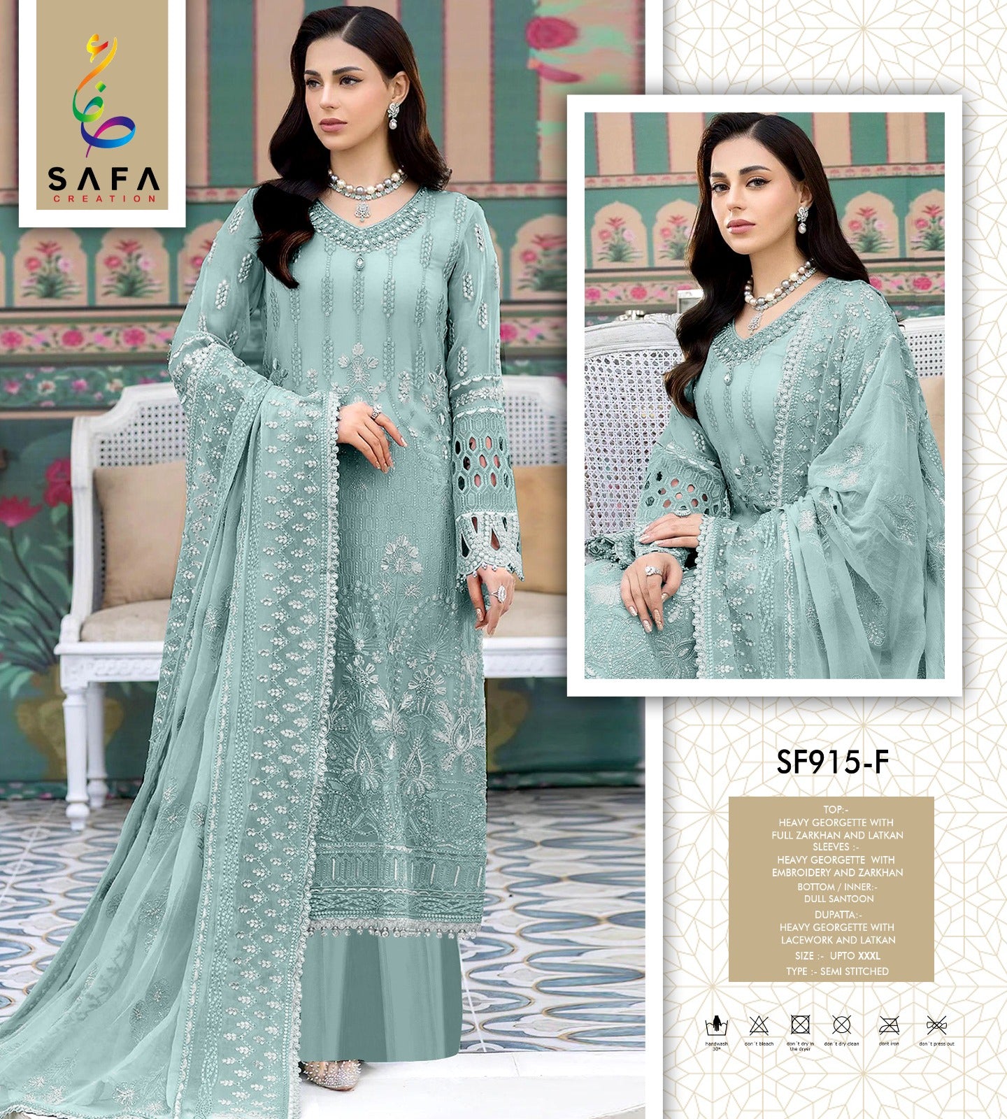 915Efgh Safa Creation Georgette Pakistani Salwar Suits Supplier