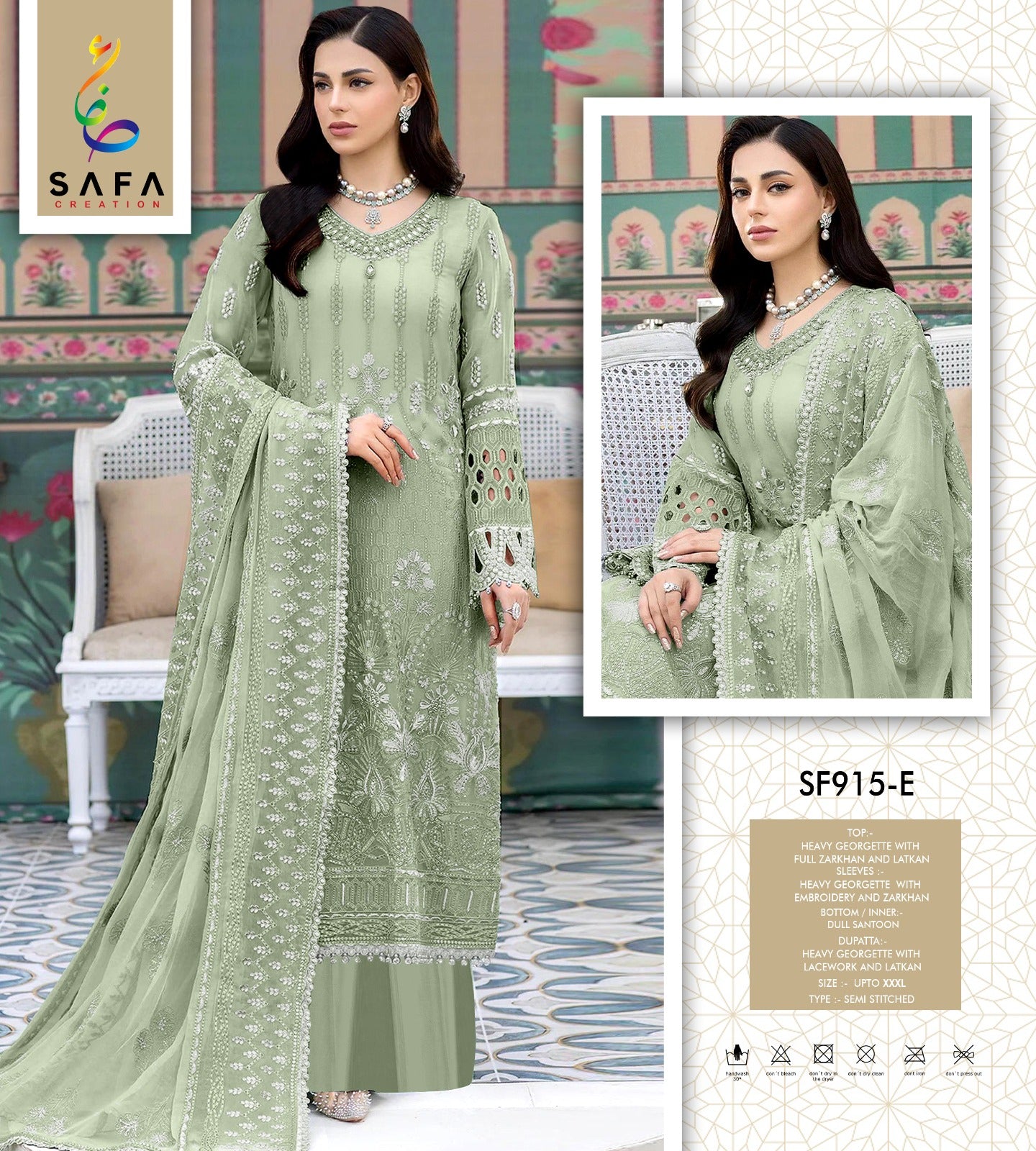 915Efgh Safa Creation Georgette Pakistani Salwar Suits Supplier