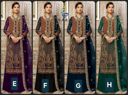 916Efgh Safa Creation Georgette Pakistani Salwar Suits Supplier Ahmedabad