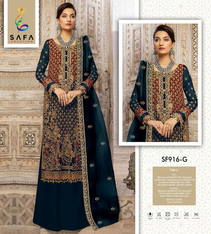 916Efgh Safa Creation Georgette Pakistani Salwar Suits Supplier Ahmedabad