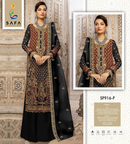 916Efgh Safa Creation Georgette Pakistani Salwar Suits Supplier Ahmedabad