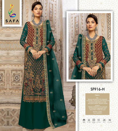 916Efgh Safa Creation Georgette Pakistani Salwar Suits Supplier Ahmedabad