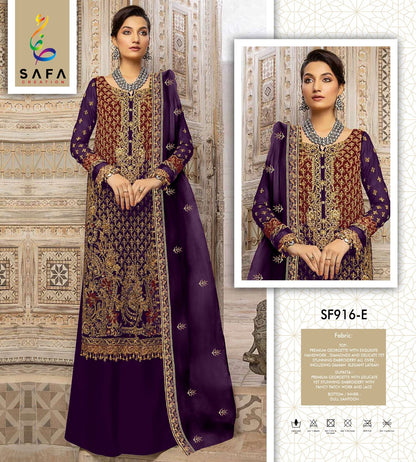 916Efgh Safa Creation Georgette Pakistani Salwar Suits Supplier Ahmedabad